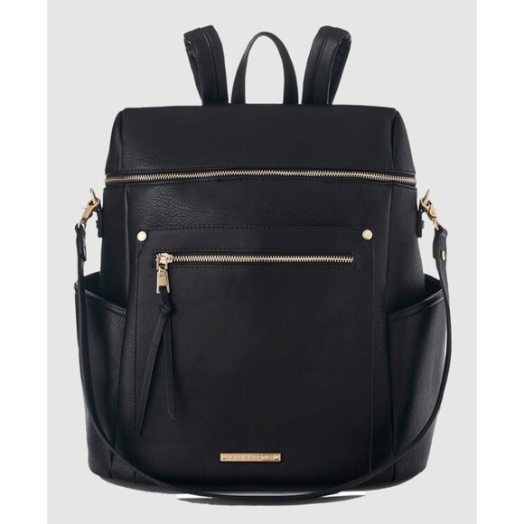 Poppy & Peonies Handbags - Poppy & Peonies Womens Commuter Backpack Vegan Leather Black Laptop Carry-On NWT